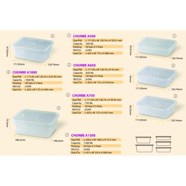 CHUNBE Rectangular Microwave Food Container
