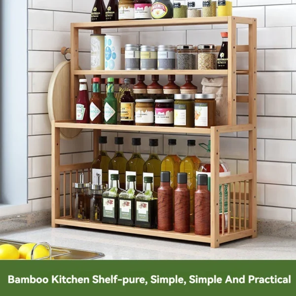 Wooden Kitchen Spice Storage Rack