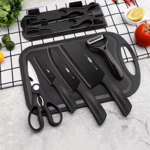 7 in 1 Black Steel Knife Set