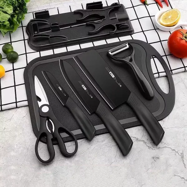 7 in 1 Black Steel Knife Set