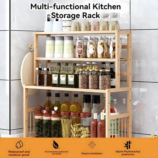 Wooden Kitchen Spice Storage Rack