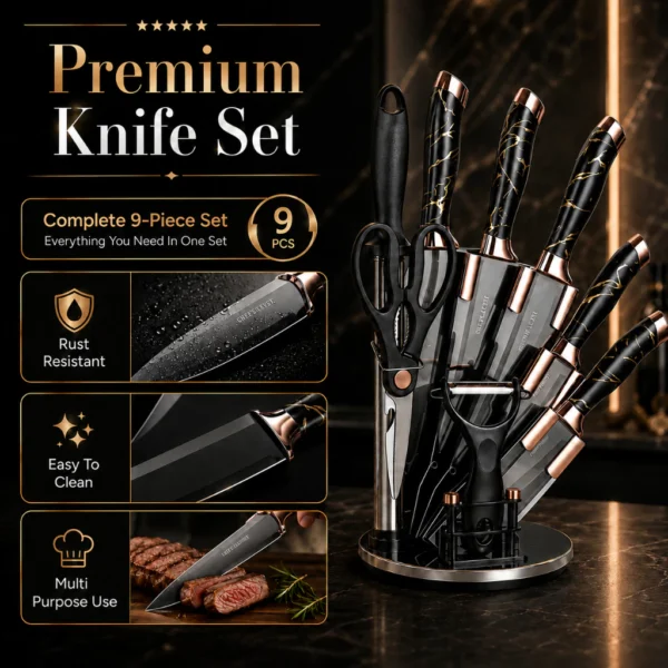 9 in 1 Stainless Steel Knife Set
