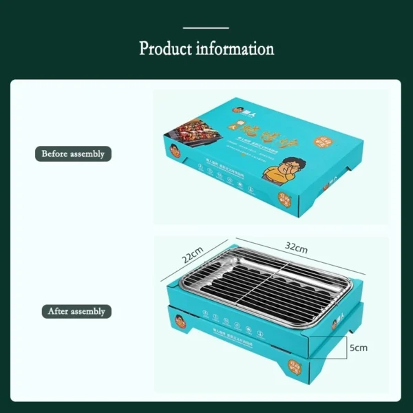 sg-11134201-8261w-mlk62itvhblv00.webp Disposable Portable Charcoal Grill L32cm W22cm H5cm